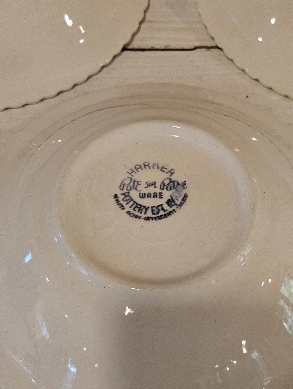 Set Of 3 Vintage '50's MCM Harker Pottery Corinthian Green Soup/Cereal Bowls 6